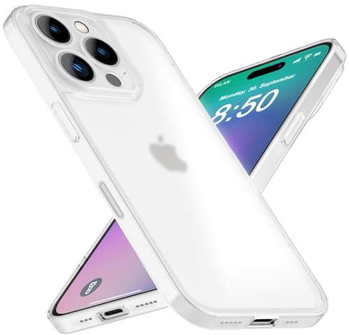 NALIA Phantom passend für Apple iPhone 16 Pro Hülle (Extrem Dünn), 0,3mm Slim Hardcase, Ultra-Leicht, Mattierte Oberfläche mit Anti-Fingerprint Effekt, Schlanke Handyhülle, Farbe:Weiß Transparent