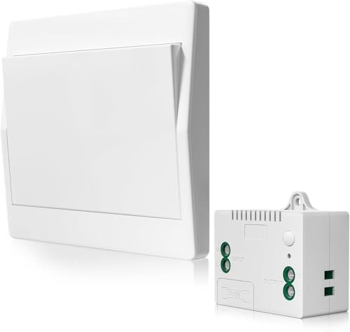TobeBright Lot de 1 interrupteur sans fil avec récepteur, portée de 50 m, sans fil, plaque murale, émetteur