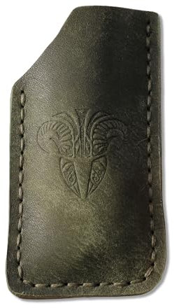Cavol Messer AS01 Handmade Leder EDC Tasche Slip, Leder EDC Tasche Scheide für 3,39 Zoll Klappmesser Leather EDC Pocket Sheath (Olivgrün-3.39 zoll)