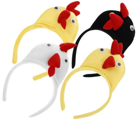 BESTonZON 4stücke Teiliges Hühner-haarband-set Lustige Tierkostüm-zubehör Für Halloween Dschungel-party Mehr Bequeme Haarreifen Für Damen Verschiedene Designs Hahn Küken Mehr