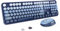 Wireless Keyboard and Mouse Set, Full-Size Typewriter Keyboard with Retro Round Keycaps, Ergonomic Design, Compatible with Windows PCs, Ideal for Home and Office. (Blue)