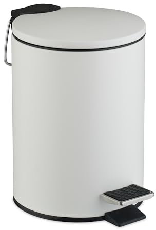 Relaxdays Bathroom Pedal Bin, 3 litres, Soft-Close Lid, Removable Inner Bucket, Sanitary Disposal, Guest Toilet, White