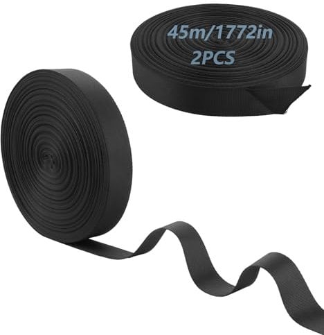 Oungy 2 Stück Gurtband 30mm Breit, Gurtband Meterware 45m Länge, Gurtbänd aus Polypropylen, Nahtband zum Nähen, Webband zum Nähen, Nylonband für Taschen, Rucksack Band, Gürtel, Hundeleinen (Schwarz)