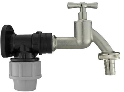AP Supplies Wall Flange Kit 20mm MDPE, Bib Nickel Tap