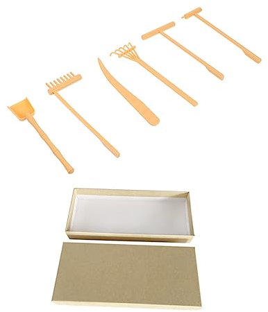 TOYANDONA Ensemble Accessoires De Jardin Zen pour Bureau, Râteaux Petits en Plastique Jaune, 7 Pièces, Outils De Dessin pour Décor Zen, Conception Méditative, Fournitures pour Relaxation