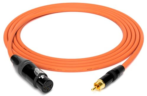 enoaudio Mogami 2534 Quad Professionel Studio Kabel | Neutrik Gold XLR female - Cinch RCA | HiFi, Orange, 1.5 m