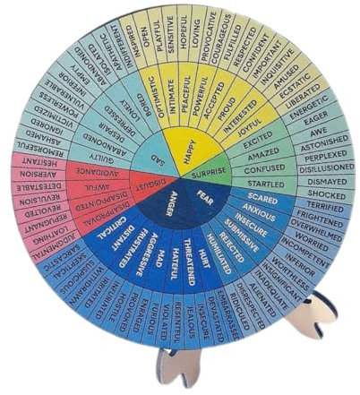 Lurrose Emotion Wheel Aus Holz Doppelseitiges Dekorationsstück Für Psychische Gesundheit Stand Für Schreibtisch Im Büro Zuhause Oder Schule Inspirierendes Für Therapeuten Und