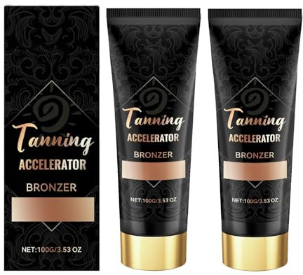 Solarium Creme Mit Bronzer, Bräunungsbeschleuniger Solarium, Tanning Gel, Dunkle Bräunungslotion, fortschrittlicher Körperbräuner und Bräunungsbeschleuniger (2Stück)
