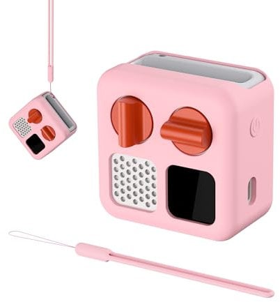 PROfezzion Silicone Adventure Jacket Cover for Yoto Mini, Protective Sleeve with Wrist Lanyard for Yoto Mini Kids Audio & Music Player, Anti-slip Skin Cover Case (Pink)