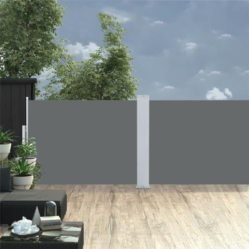 Homvdxl 10 m breit Seitenmarkise versenkbar 2 Paneelschirme 1000x120 cm Wasserdicht & UV-beständig Klappbar Sichtschutz Raumteiler aufrollbar Balkon, Anthrazit
