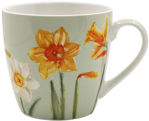 The Leonardo Collection Daffodils Breakfast Mug Jennifer Rose Gallery for Hot & Cold Drinks | Durable Coffee Cups for Home & Office | Comfortable & Easy-to-Hold Coffee Mugs for Beverages & Daily Use