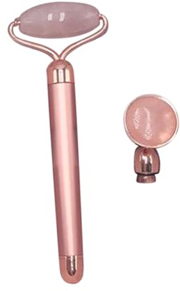 VICASKY Masseur Facial Rouleau De Jade Taille Standard Masseur Facial En v Outil De Lifting Du Visage Femmes Filles Usage Quotidien Couleur or Rose