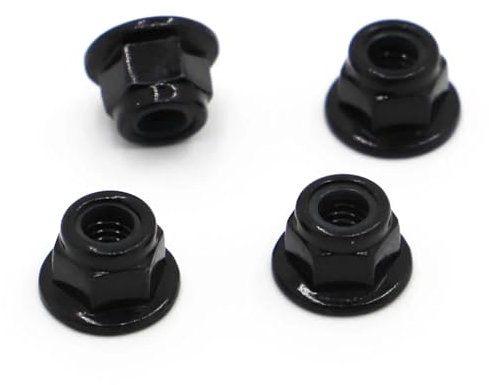 Dado Di Bloccaggio Nylock Autobloccante - Flangia In Acciaio Inox 304 E Acciaio Al Carbonio - M3, M4, M5, M6, M8, M10, M12 per ruota anteriore e posteriore della bicicletta(Black Carbon Steel,M6 10pcs