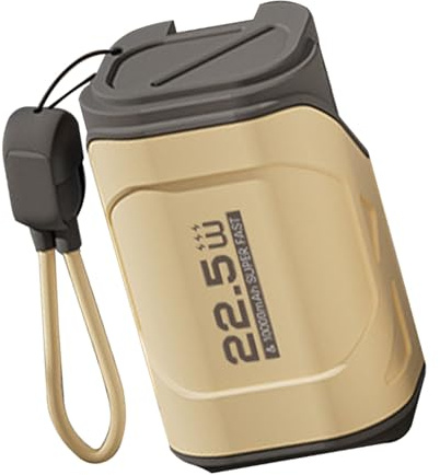 Riuulity Portable Charger 10000mAh Power Bank Dual Cable Fast Charge Compact Travel Charger with AC Wall Plug for Android IOS Devices Ideal Travel Companion (Desert Yellow)