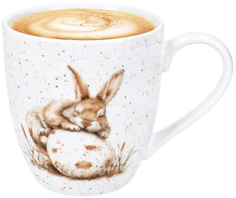 Ritzenhoff & Breker Bunny weiß Jumbobecher I 400 ml, Ø 9,4 cm I großer Porzellan Kaffeebecher mit Hasen & Eier Dekor I frühlingshafter Becher für Ostern