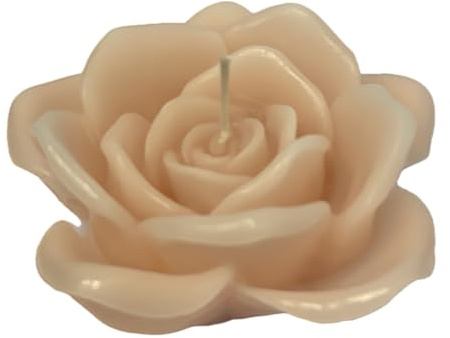 Cereria Di Giorgio - Candela a forma di Rosa - Colore Cipria - Diametro 10 cm Altezza 5 cm - Sacchetto Regalo - Artigianale