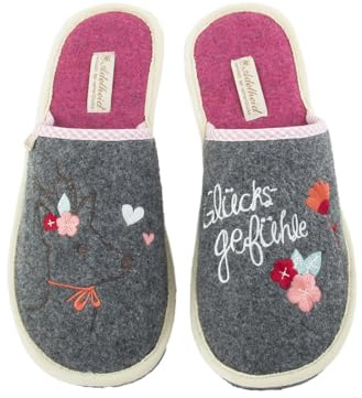 Adelheid Damen Glücksgefühle Filzpantoffel - mit Geschenkverpackung - weicher Wollfilz - praktische Doppelgrößen
