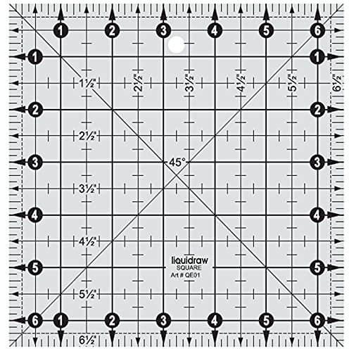 Liquidraw Square Quilting Ruler - 6.5 x 6.5 | Acrylic Quilting Square Template | Helpful Sewing Tool with Inch Markings | Useful For Cutting Squares | Quilting & Sewing Must-Have