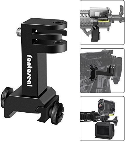 fantaseal Hochpräzise Alulegierung Universal 2in1 Action Cam Pistole Gewehr Armbrust Seitenmontage Picatinny Schiene Halterung Klemme Adapter für Airsoft Jagd Paintball Vlogging GoPro Akaso DJI Sony