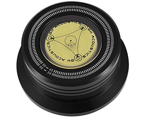 Richer-R, 3 in 1 Record Clamp,50Hz Turntable Disc Record Stabilizer Clamp with Bubble Level for LP Vinyl Record Player/Lower Noise/Realistic Sound Reproduction(Black)