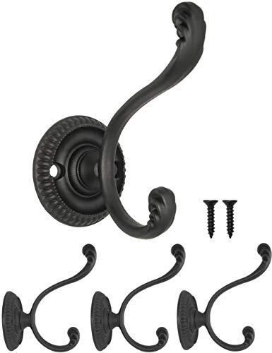 Fuxxer® 3x Klassische Garderoben-Haken, Kleider-Haken, Hut-Haken, schwarz, 3er Set