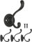 Fuxxer® 3x Klassische Garderoben-Haken, Kleider-Haken, Hut-Haken, schwarz, 3er Set