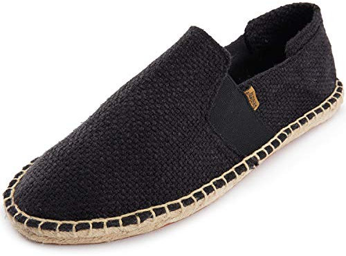 Alexis Leroy Espadrilles Plates en Toile pour Hommes Noir 43 EU