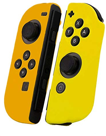 RDFJ Silikon-Schutzhülle für Switch Joycon Cover Protector Switch Joy Cons Controller Silikon Skin Anti-Rutsch Joy-Cons Skin Joycons Case (Eevee 【Braun】 + Pikachu 【Gelb】
