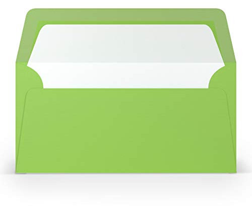 PAPERADO 50 Briefumschläge DIN lang/DL - Apple gerippt Apfel-Grün - 100 g/m² Kuvert ohne Fenster 22 x 11 cm - Umschläge mit Nassklebung gerader Klappe