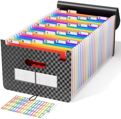 ABC life Dokumentenmappe A4/Ordner A4, 26 Taschen Erweitern Dateiordner Große Raum Fächermappe Datei Organizer Aktenordner Box Akkordeon Ordner Tragbar Sortiermappe für Zuhause oder Büro Dokumente