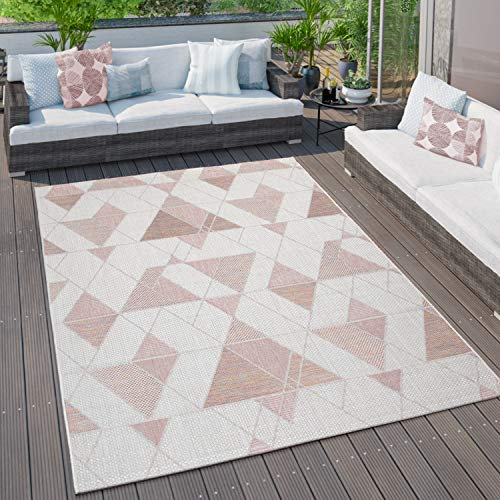 Paco Home Outdoor Teppich Küchenteppich Balkon Terrasse Verschiedene Muster Farben Größen, Grösse:80x150 cm, Farbe:Rosa