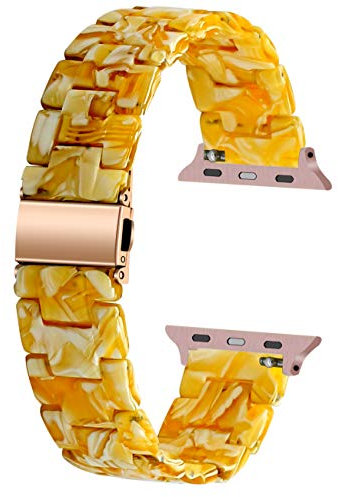 Juntan Compatible para Apple Watch Band 38mm 40mm iWatch Series 6 SE 5 4 3 2 1 Sport Correa de repuesto de resina ligera para reloj inteligente de pulsera de color marfil