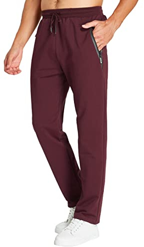JustSun Jogging Homme Survetement Pantalons de Sport Homme Sportswear Training Bas Jogging Coton Running Jogger Pant Rouge S