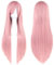 IMISSU Lange glatte Haare Cosplay Perücke mit Pony Bunte Halloween Kostüm Party Perücken (Rosa)