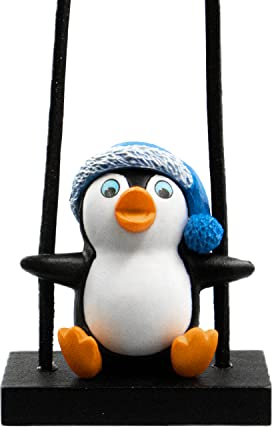 Niedlicher schwingender Pinguin Auto Dekorieren Zubehör Autospiegel Hängezubehör Autoanhänger Autozubehör Pinguine Autospiegel Hängezubehör Schaukel Auto Hängeornament (blau)