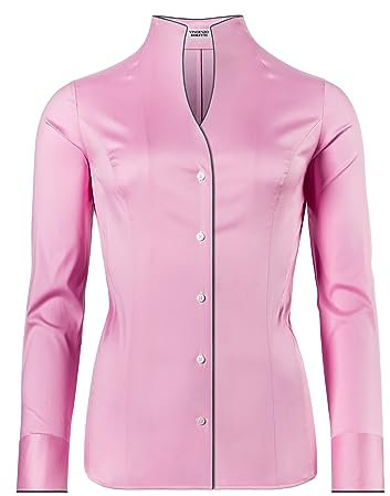 Vincenzo Boretti Chemisier, Slim-fit/Taille cintrée, élastique, col Calice - Facile à Repasser Rose Soutenu 38