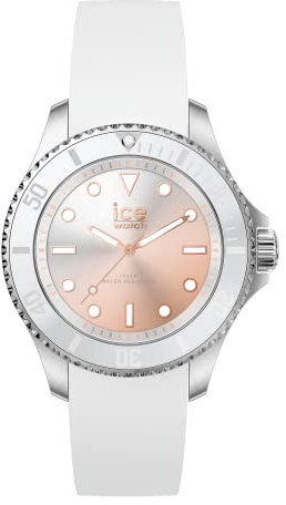 ICE-WATCH - Ice Steel Sunset Pink - Montre Argent pour Femme avec Bracelet en Silicone - 020369 (Small)