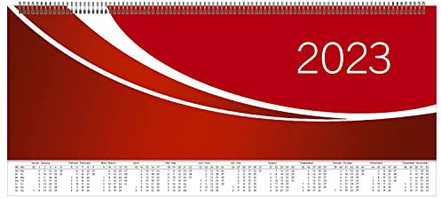Idena 13932 - Tischkalender 2023 quer, premium rot, 298 x 105 mm, Wochenplaner, Querkalender