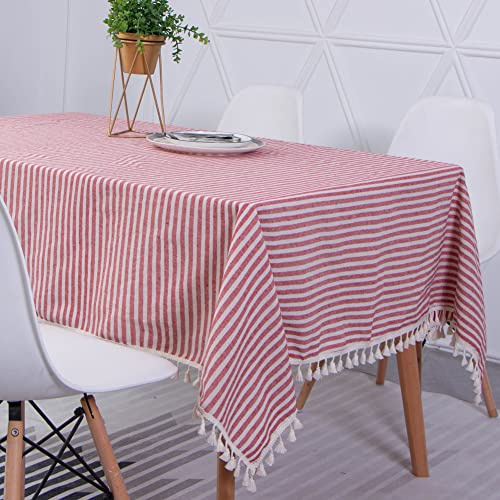 Novetec Tischdecke Rechteckige Baumwolle Leinen Tischtuch Abwischbar Ölbeständig Fleckschutz Tischdecken Pflegeleicht für Drinnen Draussen Garten Esszimmer Party und Festen 140x250