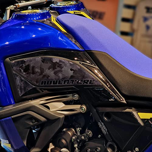Resin Bike Adhesivos de Moto Compatibles con Yamaha Tenere 700 World Raid 2022-2025. Protecciones Laterales del Tanque de Choques y Arañazos de Moto. Adhesivo 3D Resinado - Made in Italy
