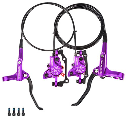 pistro MTB Fahrrad Öl Bremssattel Hebel Schlauch Set, Aluminiumlegierung Rennrad Mountainbike Hydraulische Scheibenbremshebel Reparaturteile - Lila Hinten R vorne