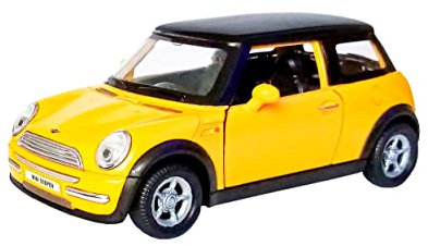MINI Cooper 10cm Modellauto Metall Modell Auto Spielzeugauto Welly Fahrzeug Spielzeug Kinder Geschenk 4-Varianten 08 (Gelb)