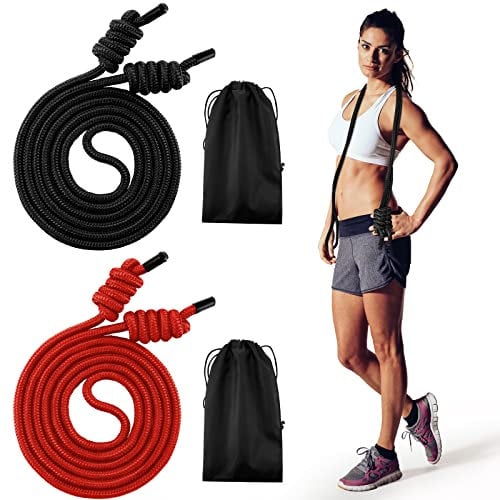 Flow Übungsseil für Fitness Flow Double Braid Workout-Seil mit Stoffbeuteln, verstellbare Länge, Springseile für Training, Männer und Frauen, Zuhause, Fitnessstudio, Training, schwarz, 2 Stück)