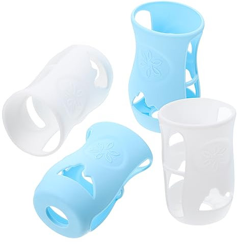 TOYANDONA 4 Pièces Housse De Biberon Couvercle De De Lait Manchon Isolant De Carafes Manchon En Silicone Pour En Verre Blanche Pliable Gel De Silice Séchoir De Bébé