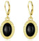 Schwarze Onyx Ohrringe - Ovale Tropfen aus Sterling Silber 18 Karat Gelbgold Vergoldet Filigrane Boho Ohrhänger Schmuck Geschenke für Damen und Mädchen
