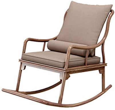 110 * 65 * 90cm, Modern Rocking, Black Walnut Home Balcony Leisure Lounger, Adult Getaway Napping Chair, Simple Wood Rocking Chair
