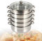 DSYOGX Vaporera de acero inoxidable 304 de 5 niveles, con tapa de cristal, con asas de metal, para utensilios de cocina domésticos, cocinas eléctricas, hornos eléctricos o cocinas de gas (26 cm)