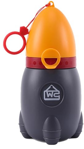 ED-Lumos Urinoir de voyage portable pour le camping, la voiture, les voyages en plein air, les enfants, garçons et filles, motif fusée, gris et orange, 370 ml