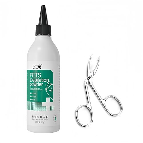 Ellisalano Pet Ear Rengöringspulver – öronhår borttagningspulver – håll ditt husdjurs öron rena och friska (öronrengöringspulver + klämmor)