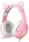 PHNIXGAM Cat Ear Gaming Cute Headset, Wired Over-Ear Headphones with Retractable Microphone, Surround Sound, LED Backlight for PS4, PS5, Xbox One(No Adapter), PC, Mobile Phone (Light Pink)